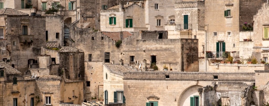 Detail of historic houses in Sassi di Matera, Italy